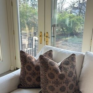 West Elm Brown Patterned Accent Pillows